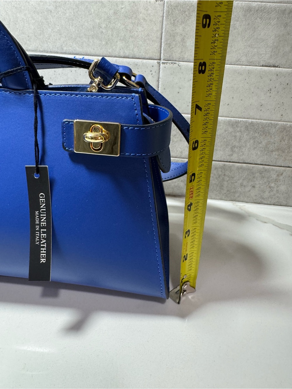 CLAUDIA FIRENZE Cobalt Blue smooth leather, top-handles w/removable strap - Picture 10 of 16